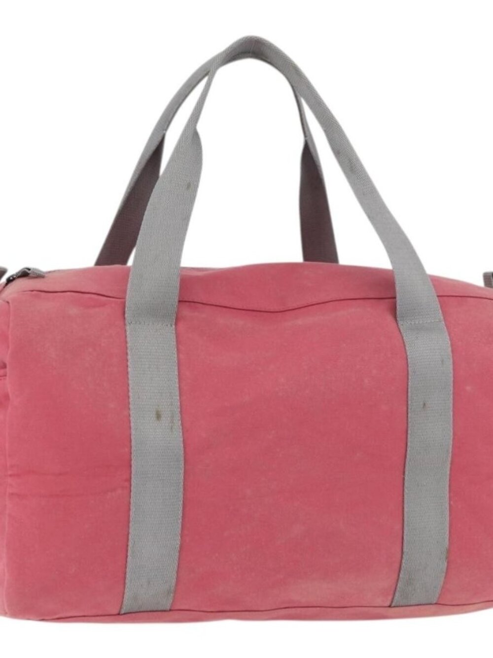 PRADA Boston Bag Canvas Pink Silver Auth
